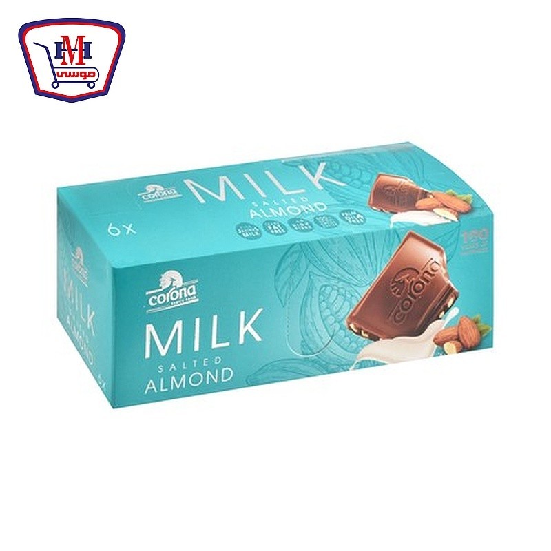كورونا شيكولاته ميلك باللوز المملح علبه × 6 قطعه