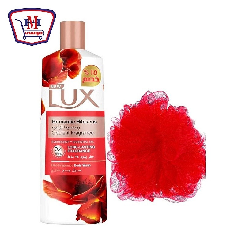 لوكس شاور جل فراوله 500 مللى + ليفه عرض