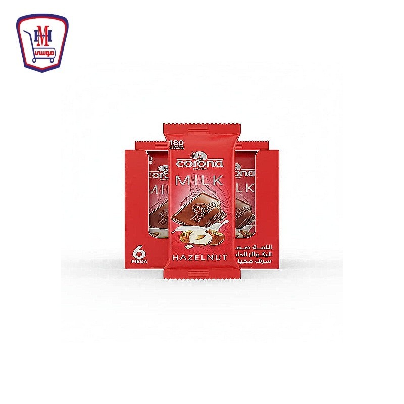 كورونا شيكولاته ميلك بالبندق بريميوم 40 جرام علبه × 6 قطعه