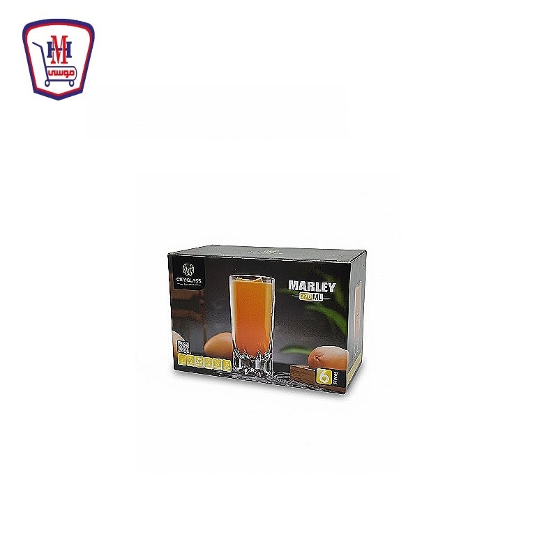 سيتى جلاس مارلى طقم شوب زجاج 6 قطعه