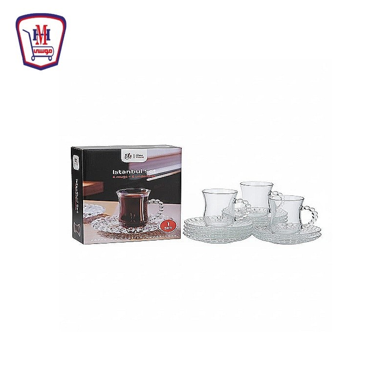 جلاس هوم طقم بابلى كوب كاكاو بالطبق 12 قطعه