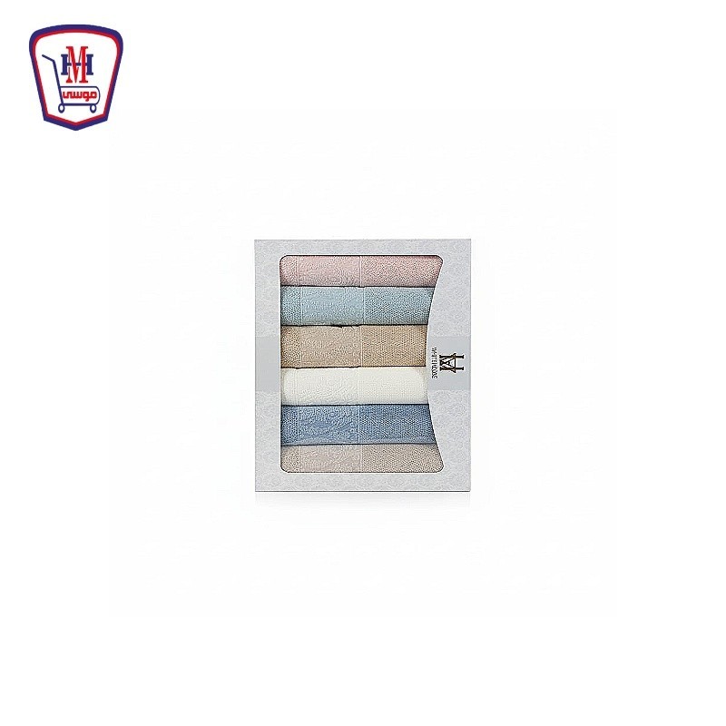 طقم فوط وجه وايت هاوس 95 × 50 6 قطعه علبه  - A‏146