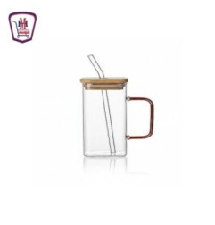 مج زجاج غطاء خشب شاليموه زجاج 350 مللى | هايبر موسى — تسوّق أونلاين