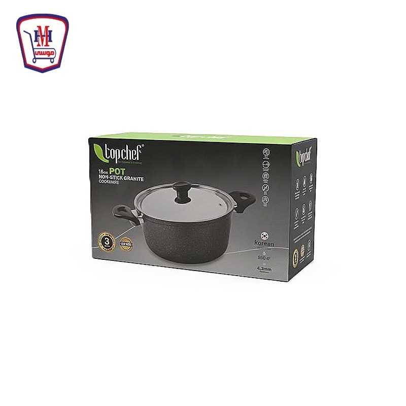 توب شيف حله جرانيت بورجاندى لون اسود مقاس 16