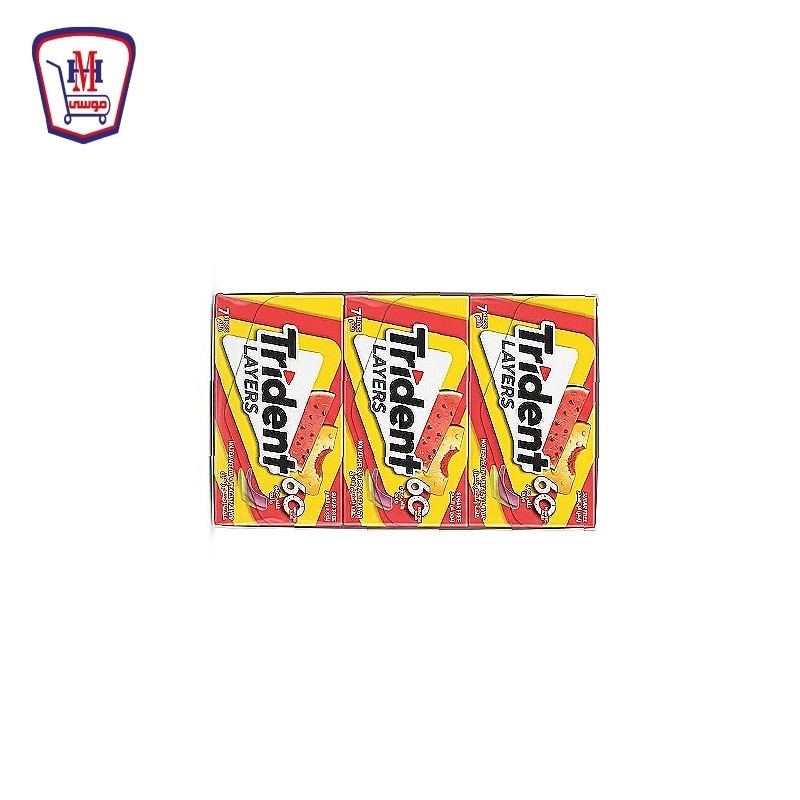 ترايدنت لبان بطيخ و خوخ 7 قطع 13.5 جرام  علبه 12 باكو