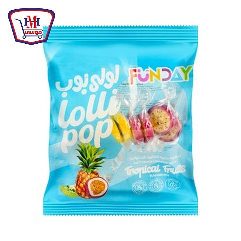 فن داى مصاصه بنكهه الفواكه الاستوائيه 8 جرام 10 قطع