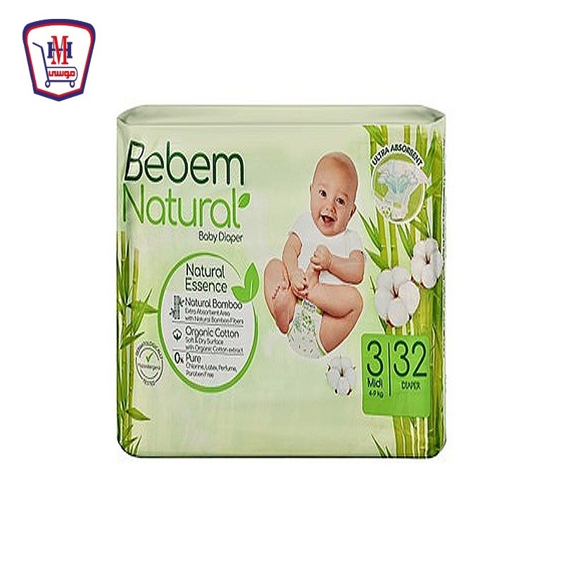 بى بم حفاضات وسط مقاس 3 عدد 32 حفاضه