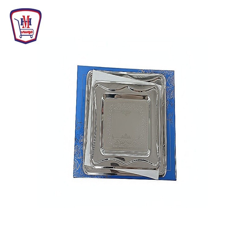 طقم صوانى استنالس سيلفر 2قطعه لوكس