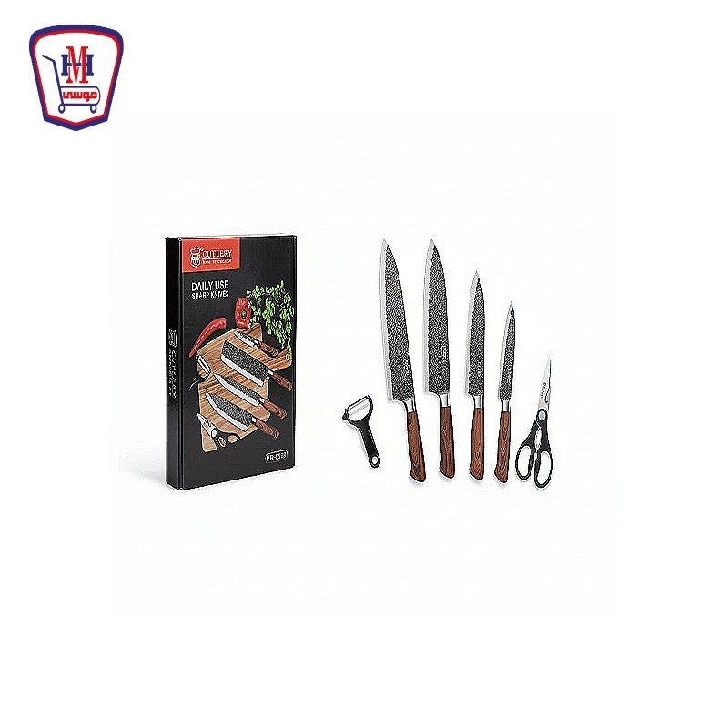 طقم سكاكين يد خشب علبه 6 قطع