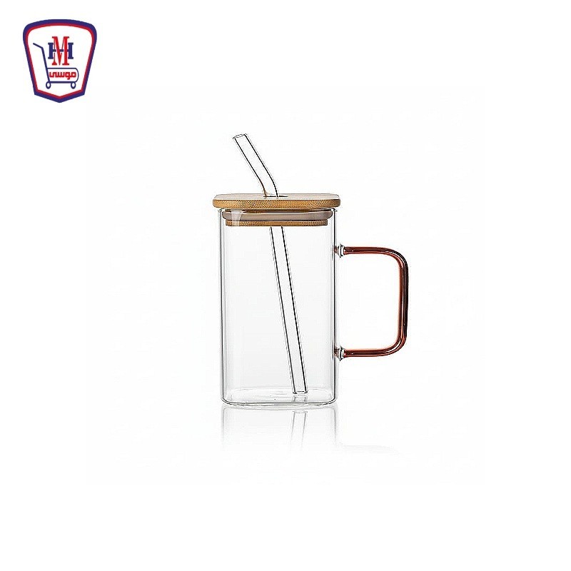 مج زجاج غطاء خشب شاليموه زجاج 350 مللى