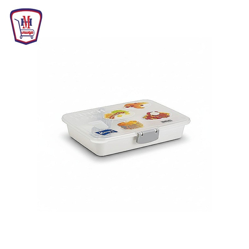 كرم بلاست لانش بوكس مقسم 2 دور شوكه وملعقه