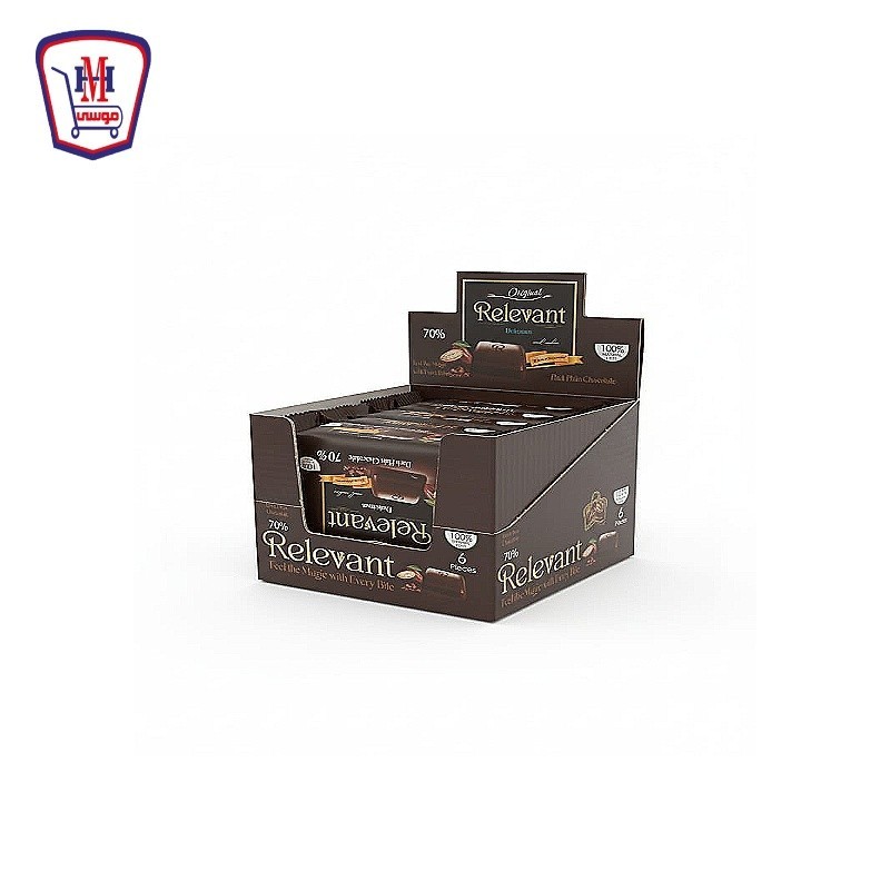 ريليفنت شيكولاته بار دارك ساده 70 جرام علبه × 6 قطع