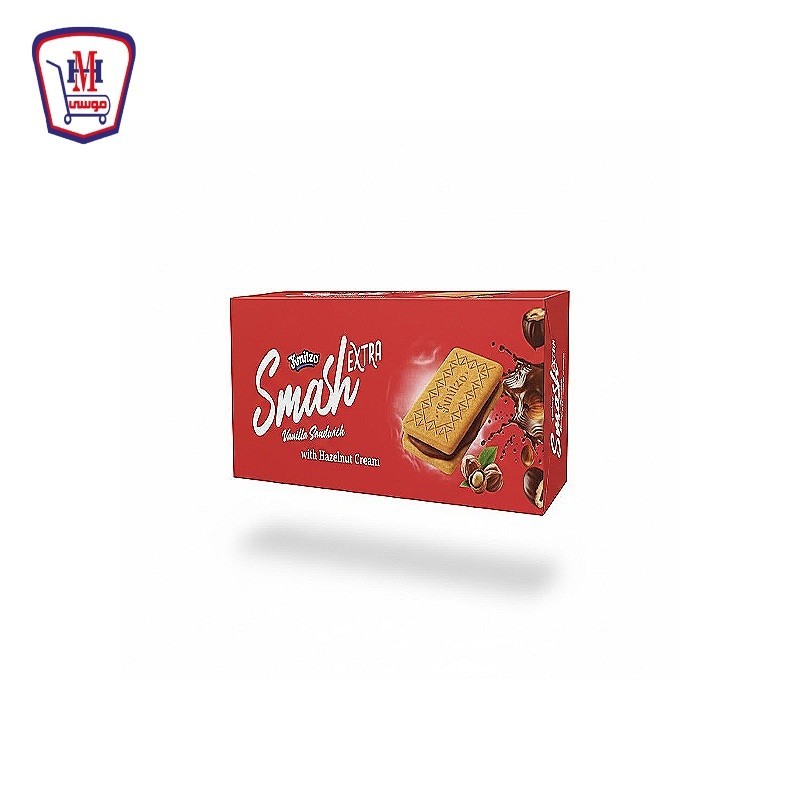 كيمتزو سماش اكسترا بسكويت فانيليا محشو بالبندق 6 قطعه علبه × 12 باكو