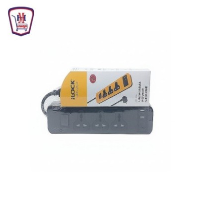 اى لوك مشترك 3 مخرج و 2 يو اس بى 2 متر موديل 5110  ابيض / اسود