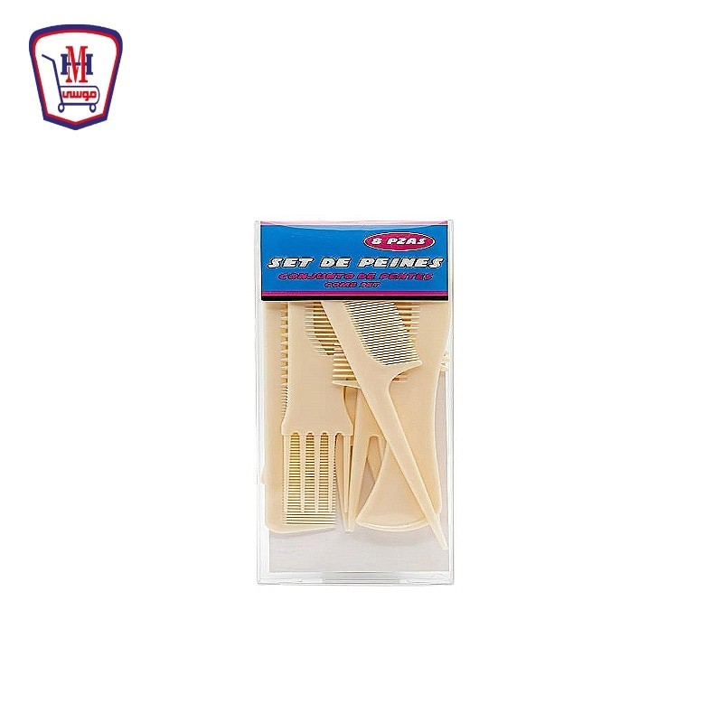 طقم مشط علبه بلاستيك شفافه 8 قطع