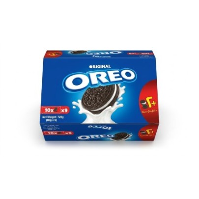 اوريو بسكويت اورجينال 8 + 2 قطعه 80 جرام  علبه × 9 باكو