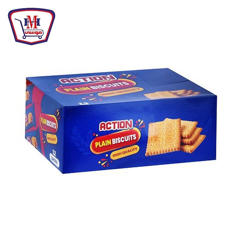 اكشن بسكويت شاى ساده 60 جرام علبه × 12 قطعه