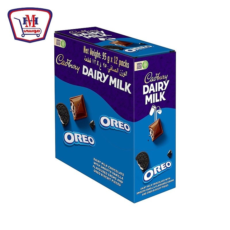 كادبورى اوريو ديرى ميلك 95 جرام علبه × 12 قطعه