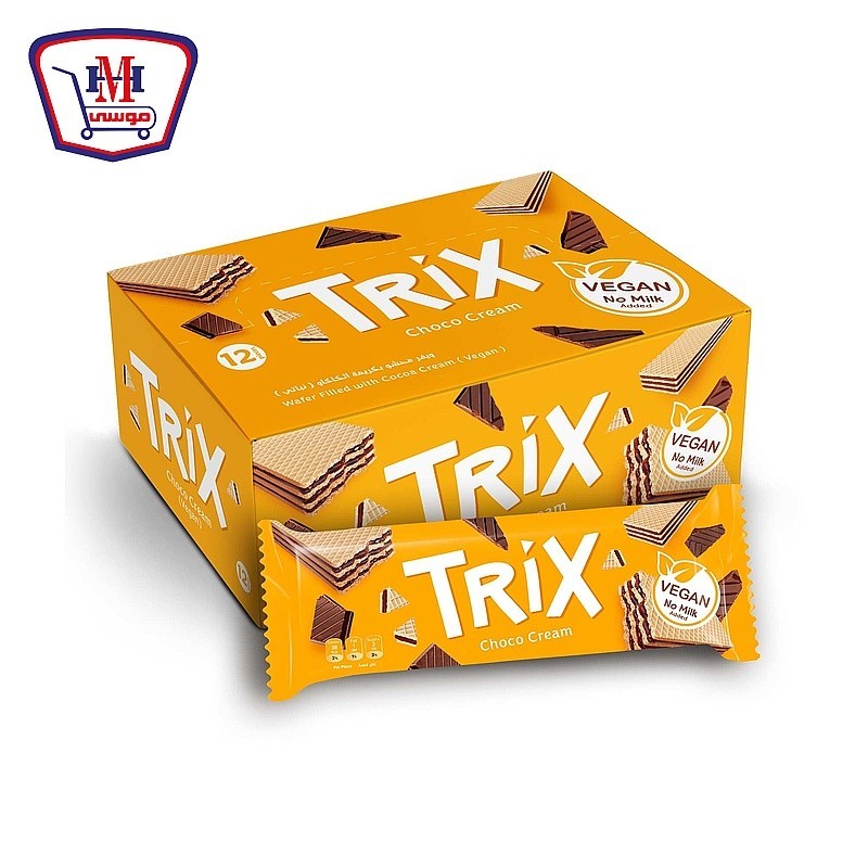 كورونا تريكس بسكويت ويفر شيكولاته نباتى 100 جرام علبه × 12 قطعه