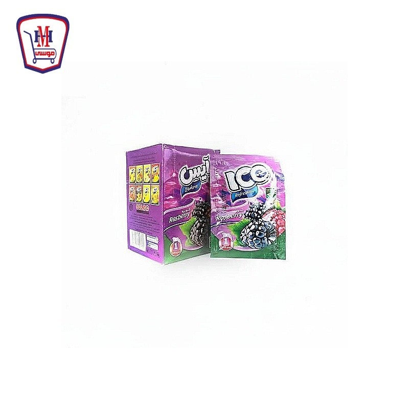 ايس عصير بودره ظرف توت 30 جرام  علبه 12ظرف