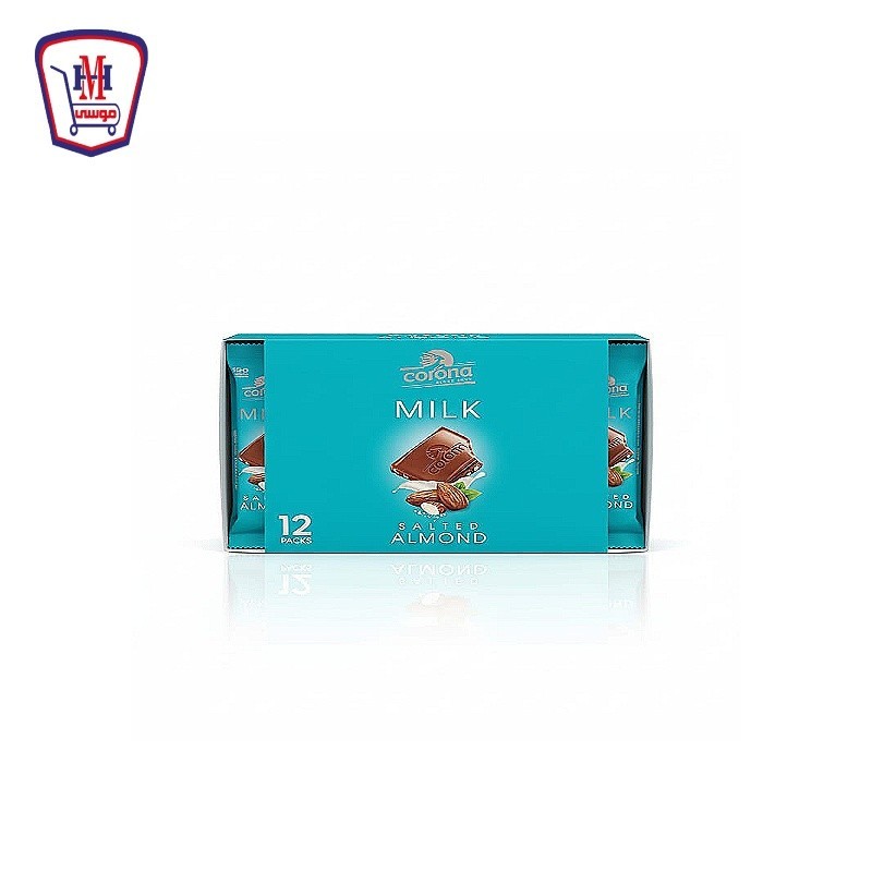 كورونا شيكولاته ميلك باللوز المملح 35 جرام علبه × 12 قطعه