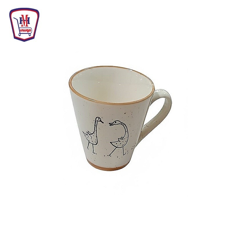 مج قهوه بورسلين رسومات اطار بنى 2 لون