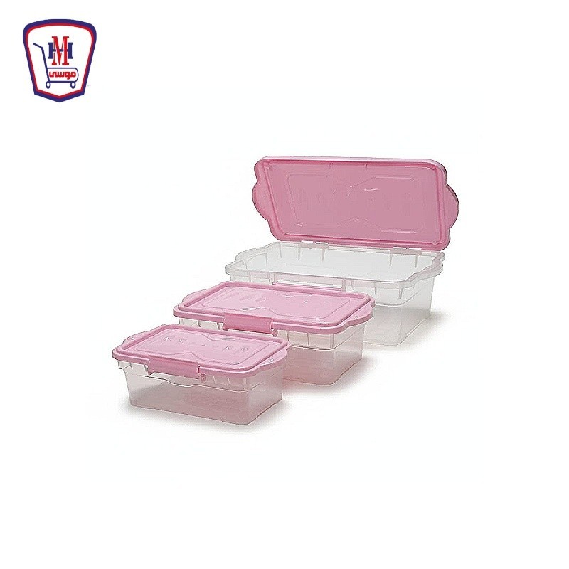 طقم علبه ثلاجه شفاف /الوان 3 قطع عرفه