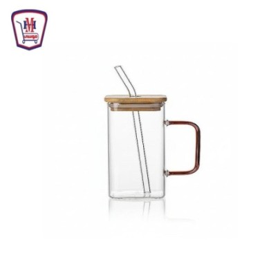 مج زجاج غطاء خشب شاليموه زجاج 350 مللى | هايبر موسى — تسوّق أونلاين