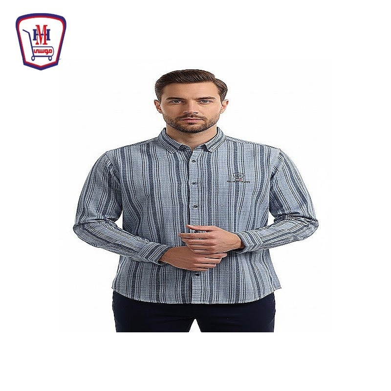 قميص بلو دريم كتان مقلم كم م 1017