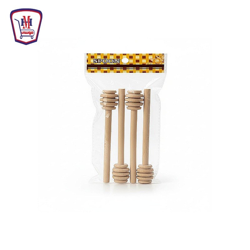 ملعقه عسل حلزونى خشب كيس 4 قطعه