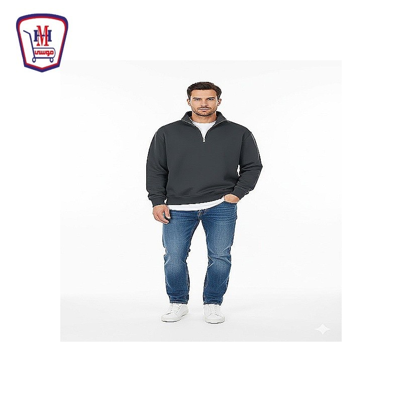 سوى تيشيرت شتوى اوفر سايز ساده نص سوسته