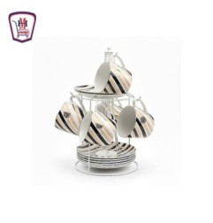 توب تك طقم قهوه بالطبق على حامل 12 قطعه | من توب تك | هايبر موسى — تسو