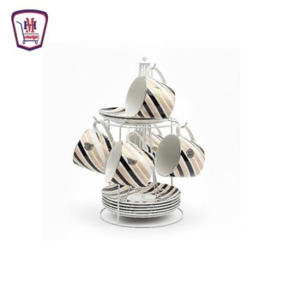 توب تك طقم قهوه بالطبق على حامل 12 قطعه | من توب تك | هايبر موسى — تسو