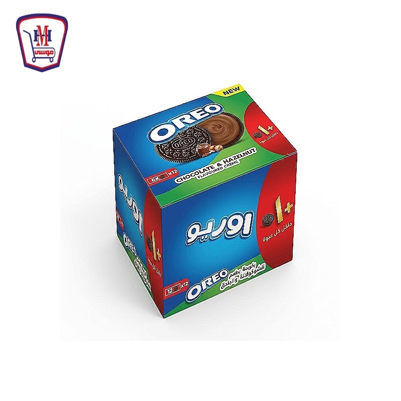 اوريو بسكويت شيكولاته و بندق 5 + 1 قطعه 48 جرام  علبه × 12 باكو