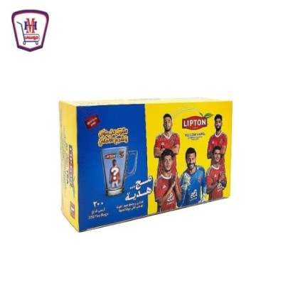 ليبتون شاى اسود 100 فتله + مج زجاج هديه العلامه الصفراء