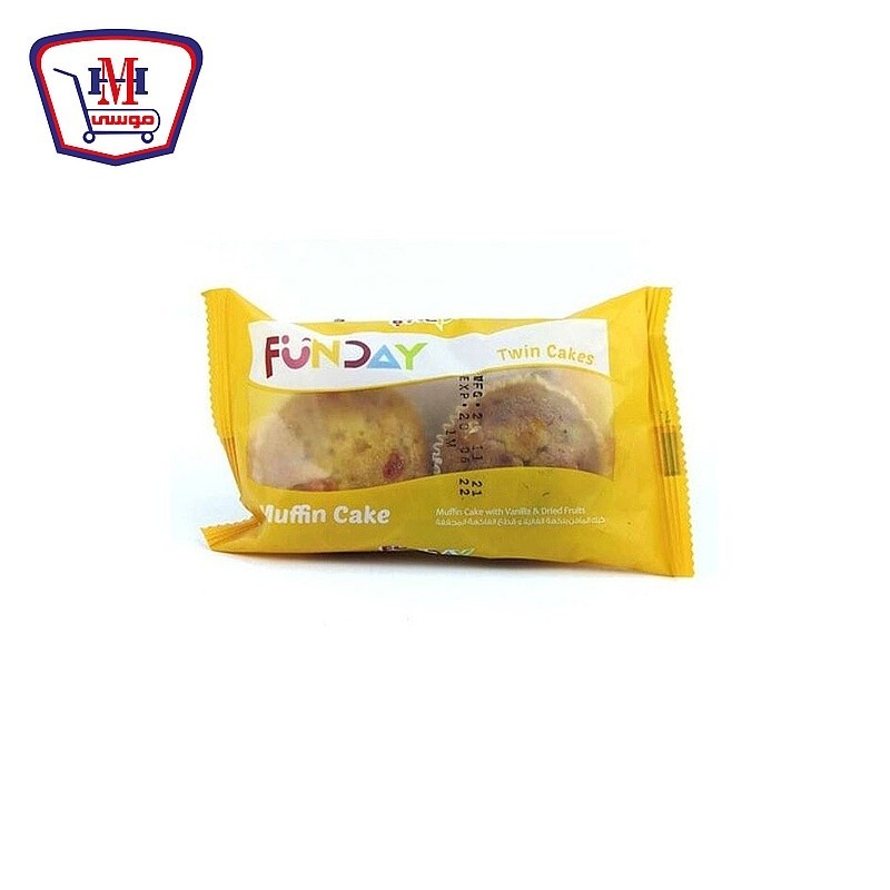 فن داى مافن كيك بنكهه الفانيلا و قطع الفواكه 2 قطعه