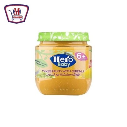 صورة هيرو بيبى فواكه مشكله مع الحبوب مهروس 125 جرام من هيرو بيبى - هايبر موسى
